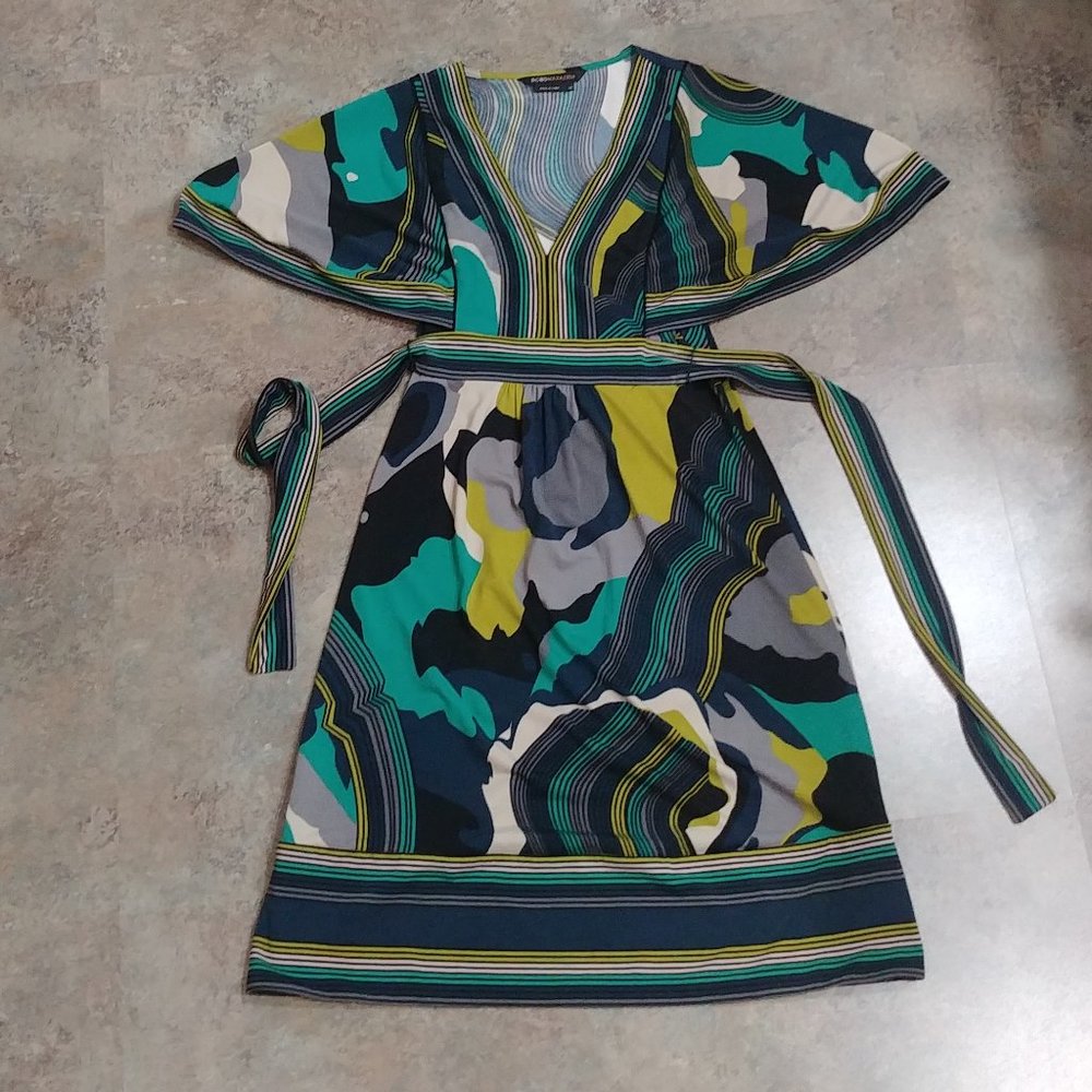 BCBGMaxAzria Blue and Green printed dress